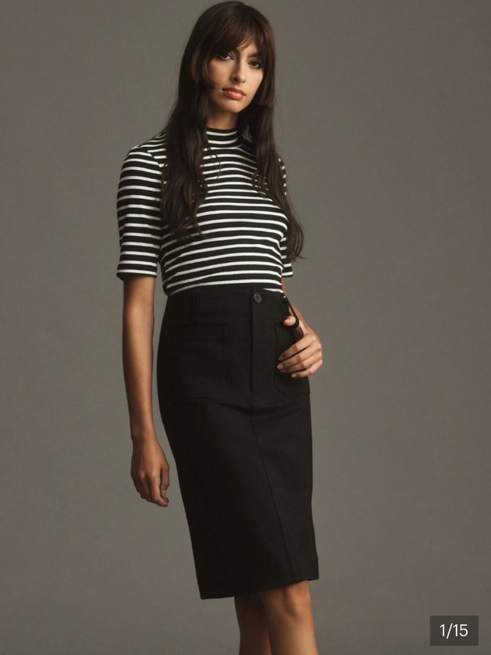 Anthropologie The Colette Knee-Length Skirt by Maeve Black PONTE Pencil XS